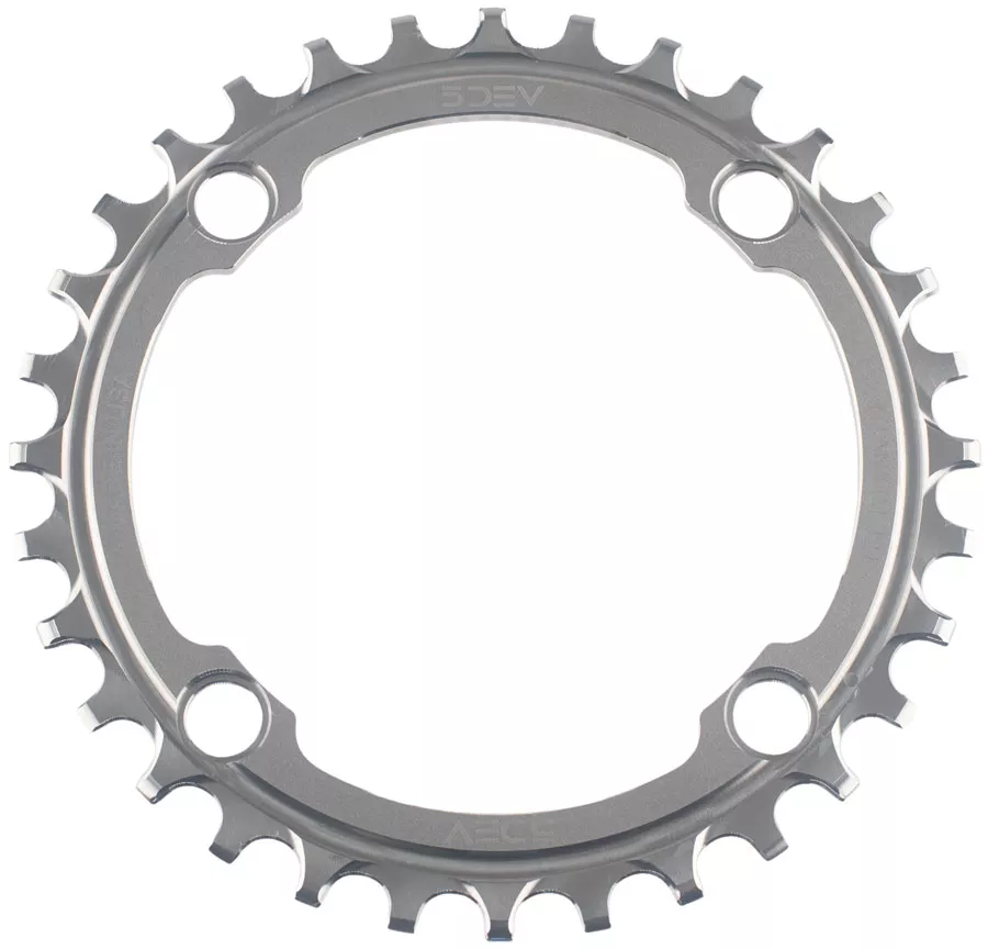 5dev-104-bcd-titanium-chainrings-raw-silver 5Dev 104 BCD Titanium Chainrings - Raw/Silver