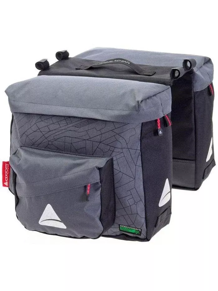 axiom-seymour-oceanweave-twin-p25-panniers-grey-black Axiom SEYMOUR OCEANWEAVE TWIN P25 PANNIERS GREY/BLACK