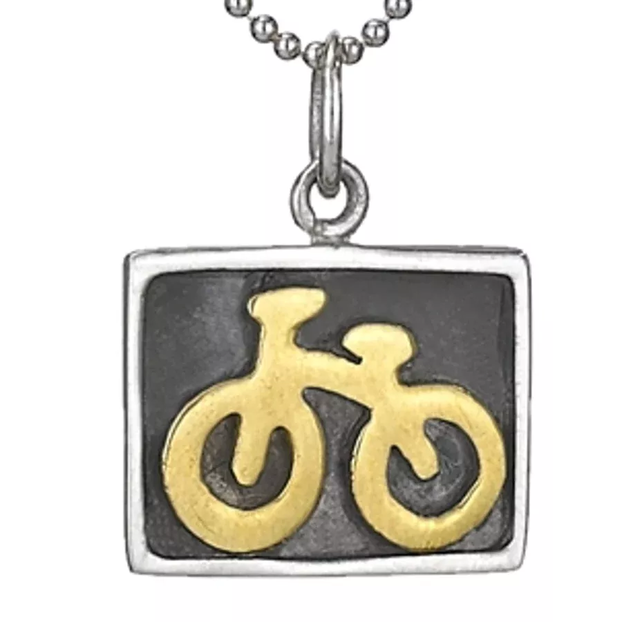 pedal-power-sterling-brass-bicycle-necklace Pedal Power Sterling and Brass Bicycle Necklace