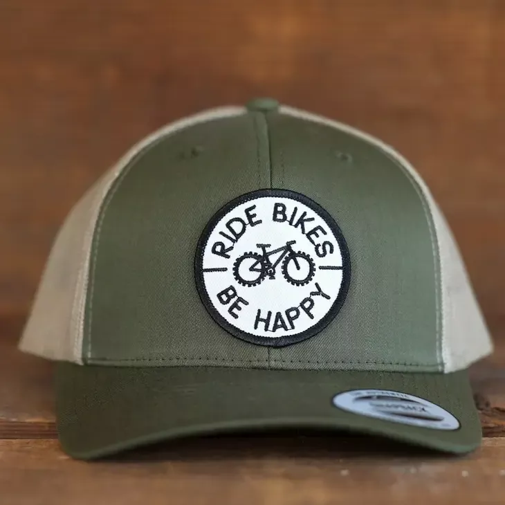 ride-bikes-be-happy-trucker-hats Ride Bikes Be Happy Trucker Hats