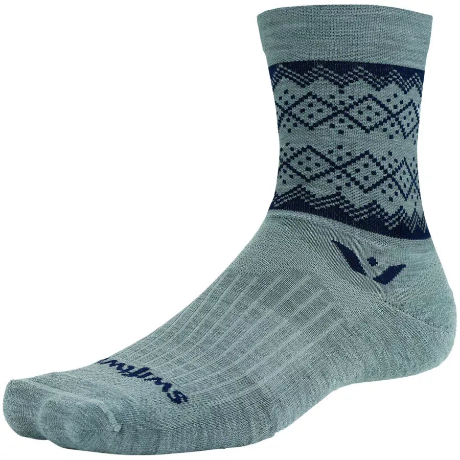 Swiftwick Vision Five Winter Lodge 5 inch Heather Navy Socks [FINAL SALE]