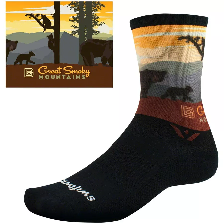 swiftwick-vision-impression-national-park-crew-socks-6-great-smoky-mountain-bear Swiftwick Vision Impression National Park Crew Socks - 6", Great Smoky Mountain Bears