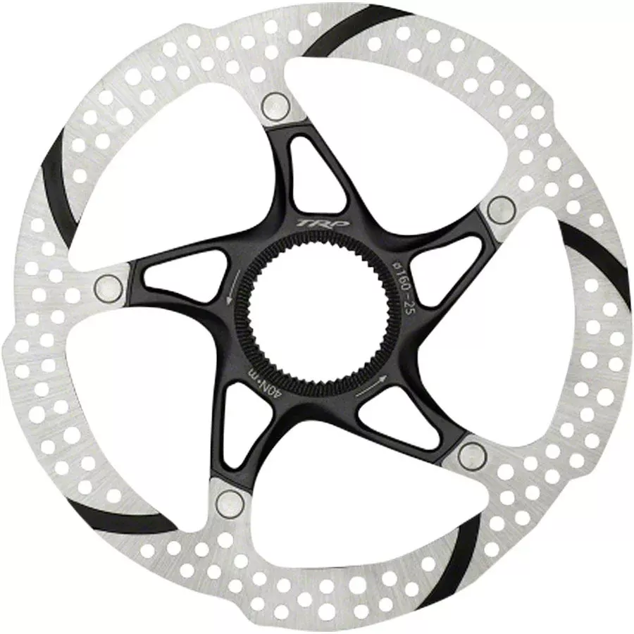 trp-25-disc-brake-rotor-160mm-center-lock-1-8mm-silver-black TRP-25 Disc Brake Rotor - 160mm, Center Lock, 1.8mm, Silver/Black